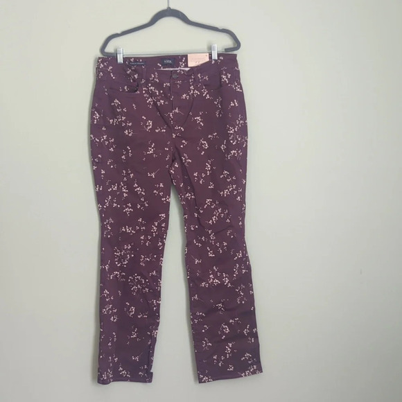 NYDJ Plum Floral Jeans NWT, US 16 - Picture 1 of 4